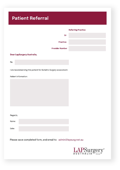 LapSurgery Australia GP Referral Form PDF mockup